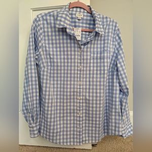 J Crew Blue/white gingham button down shirt-NWT!